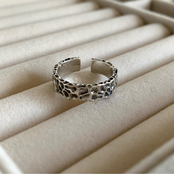 meteor crater ring crater ring sterling silver ring stacking ring silver - Picture 1 of 2
